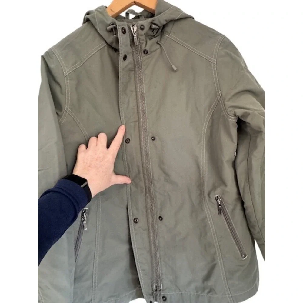 Eddie Bauer Vintage Womens Olive Green Hooded Lightweight Utility Jacket - Small